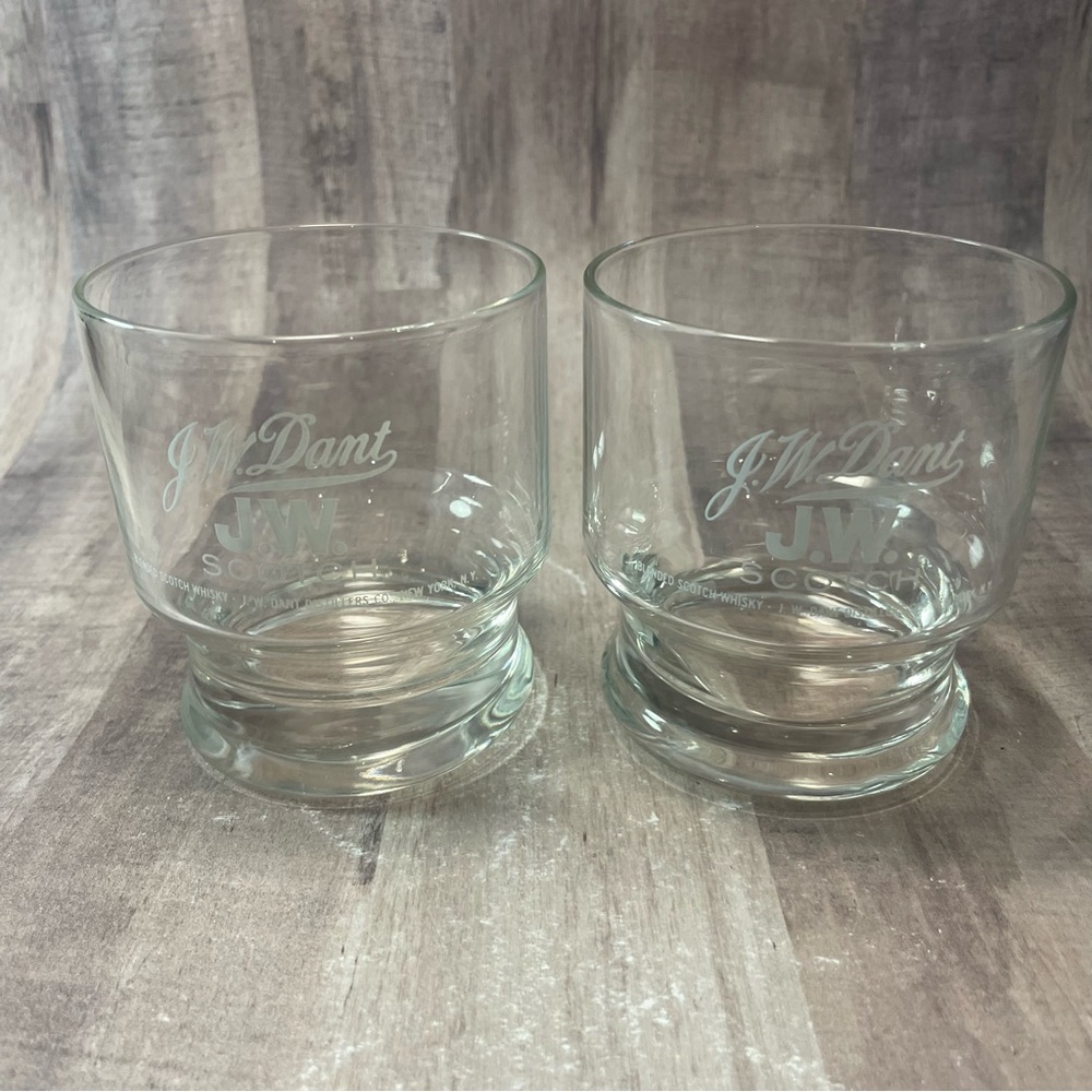Set of 2 - J.W. DANT WHISKEY GLASSES J.W. Scotch Rocks Glasses